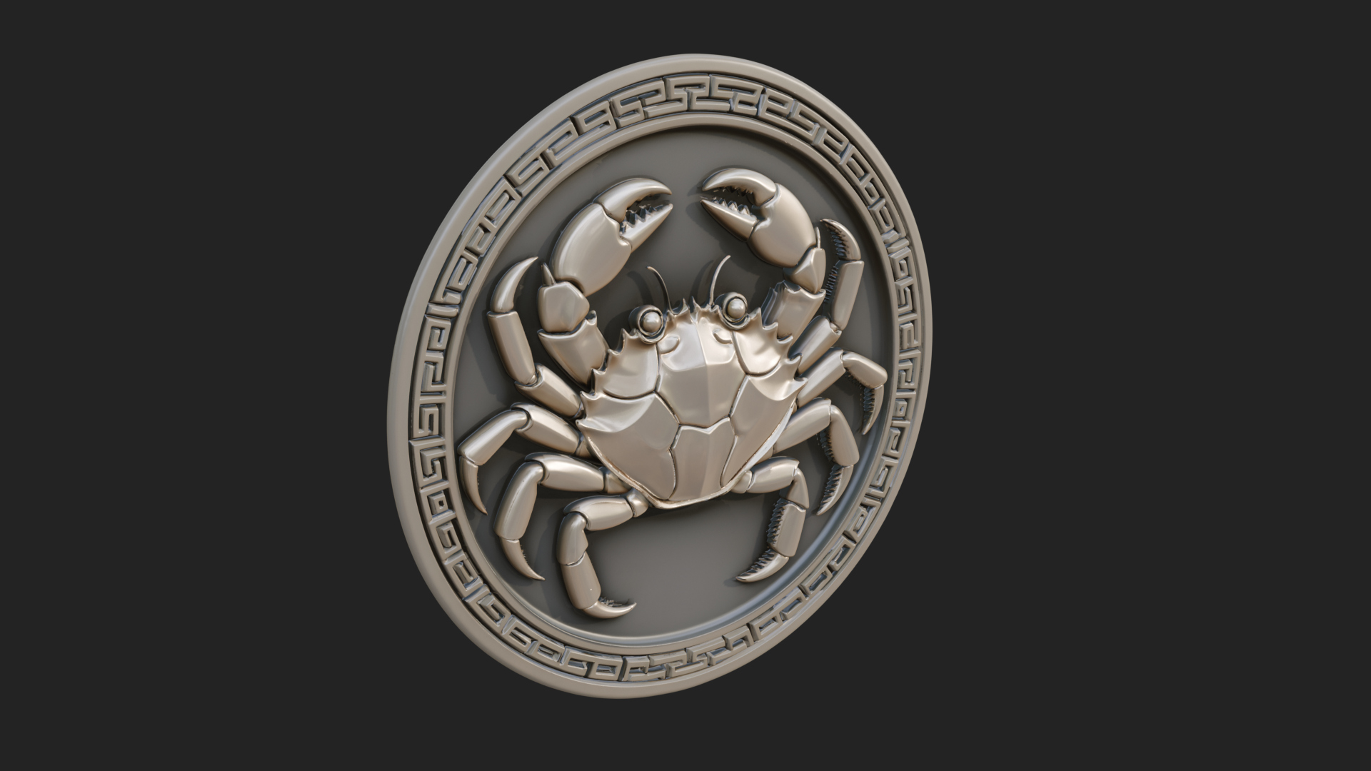 Cancer Zodiac Relief Medallion Pendant Design 7 3D Print Mod 3D Model