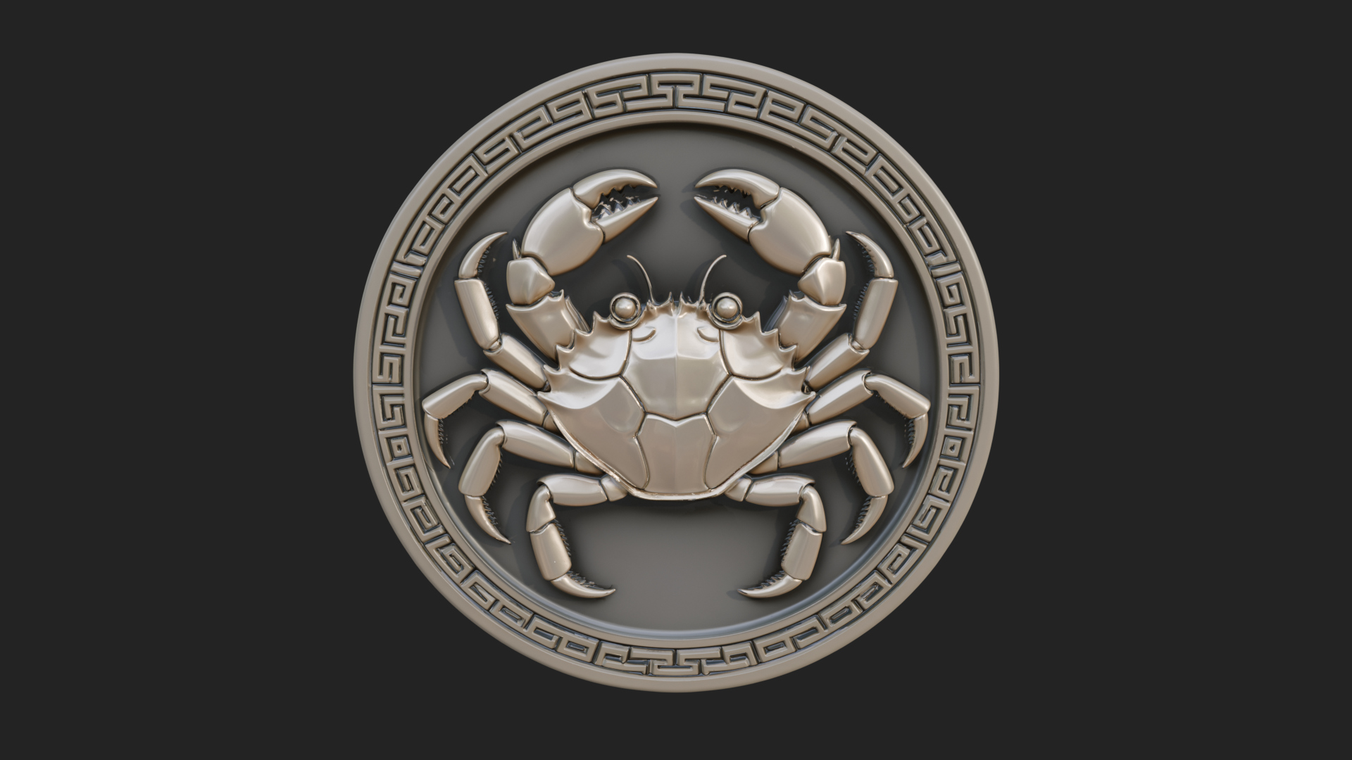 Cancer Zodiac Relief Medallion Pendant Design 7 3D Print Mod 3D Model
