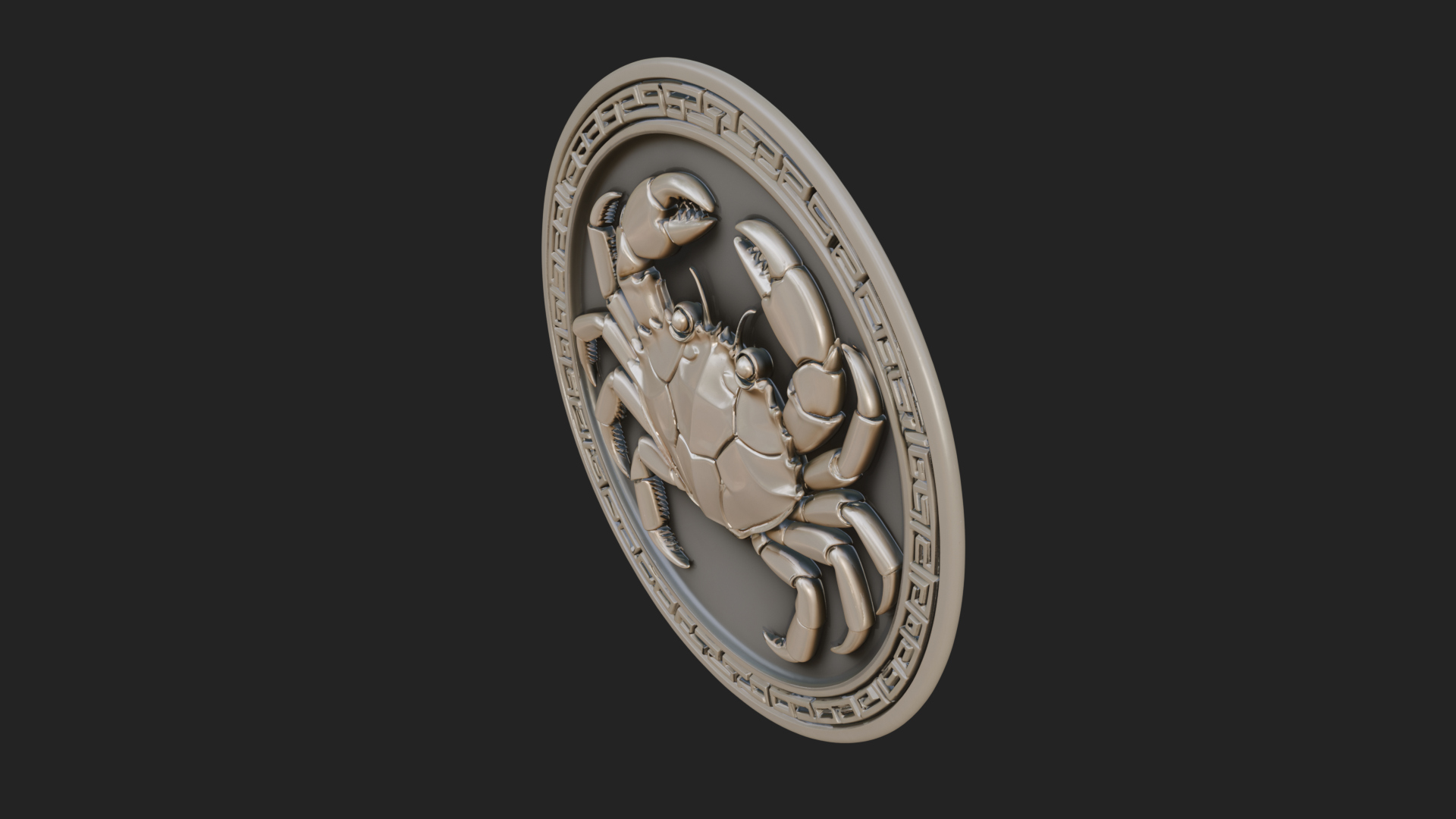Cancer Zodiac Relief Medallion Pendant Design 7 3D Print Mod 3D Model