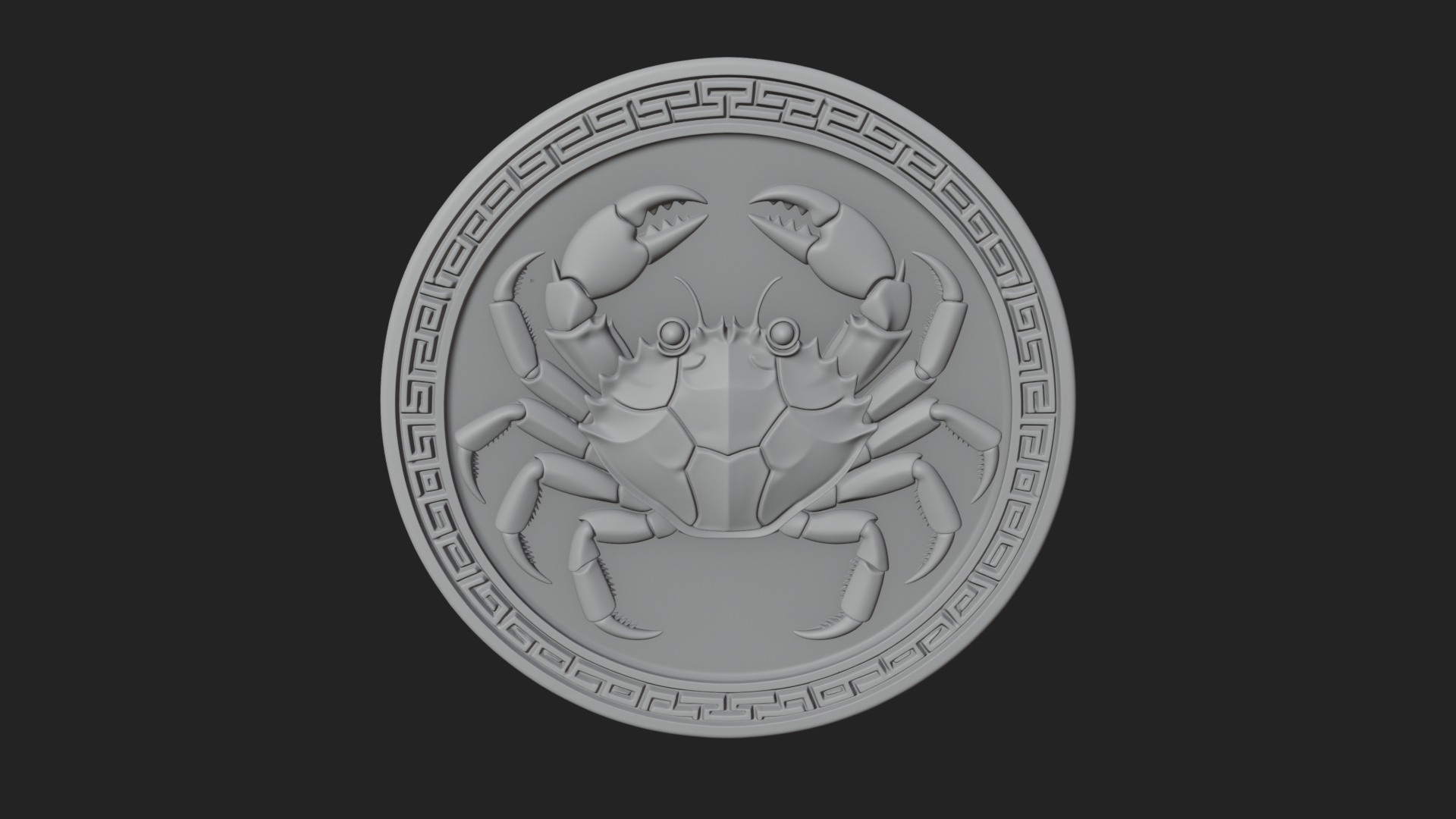 Cancer Zodiac Relief Medallion Pendant Design 7 3D Print Mod 3D Model