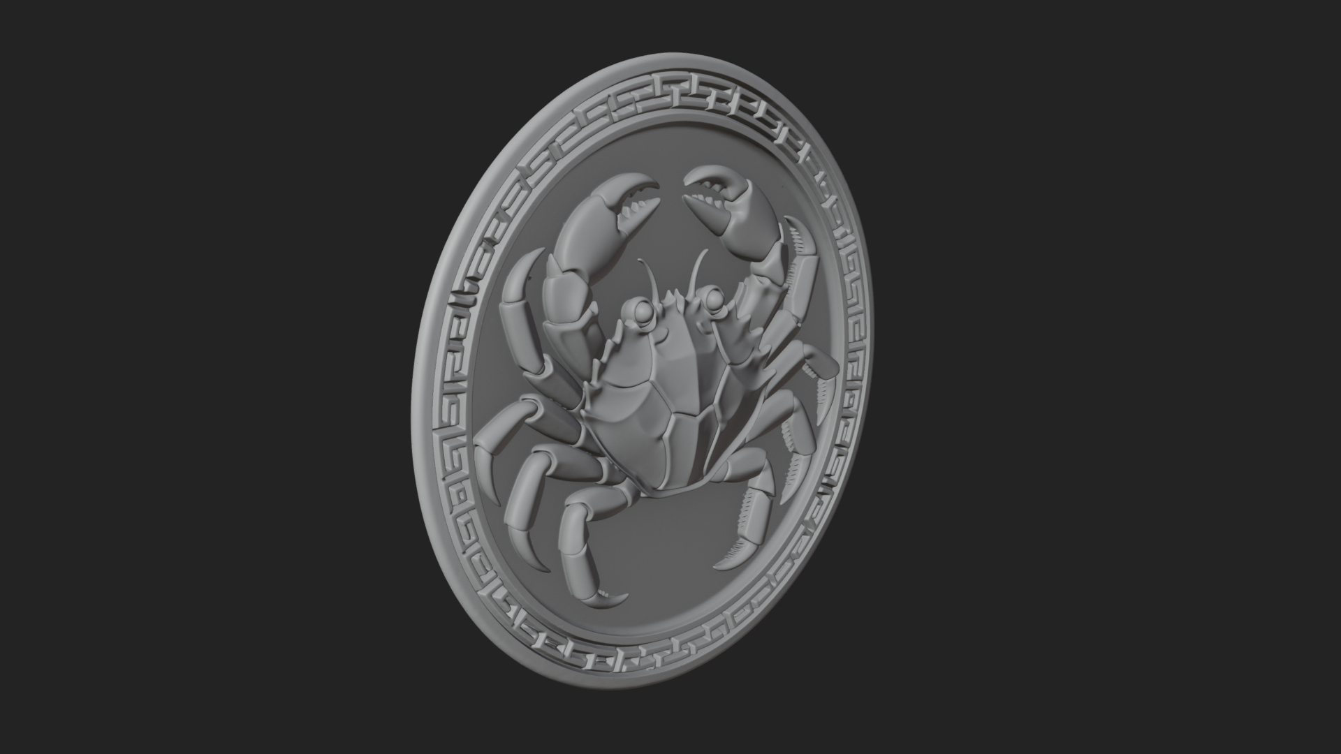 Cancer Zodiac Relief Medallion Pendant Design 7 3D Print Mod 3D Model