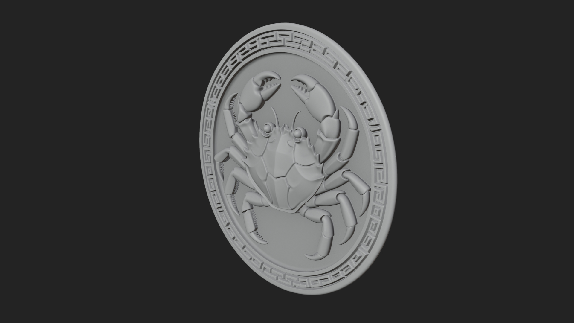 Cancer Zodiac Relief Medallion Pendant Design 7 3D Print Mod 3D Model