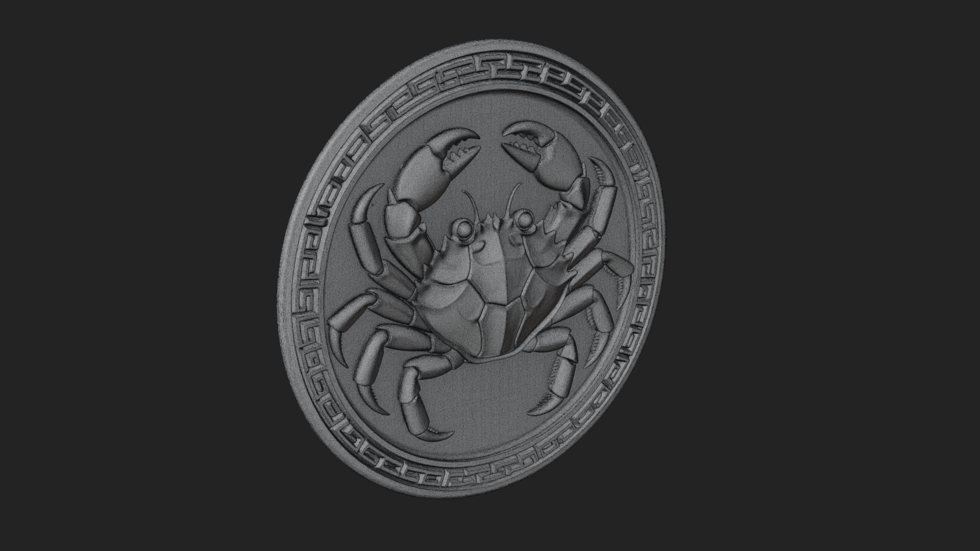 Cancer Zodiac Relief Medallion Pendant Design 7 3D Print Mod 3D Model