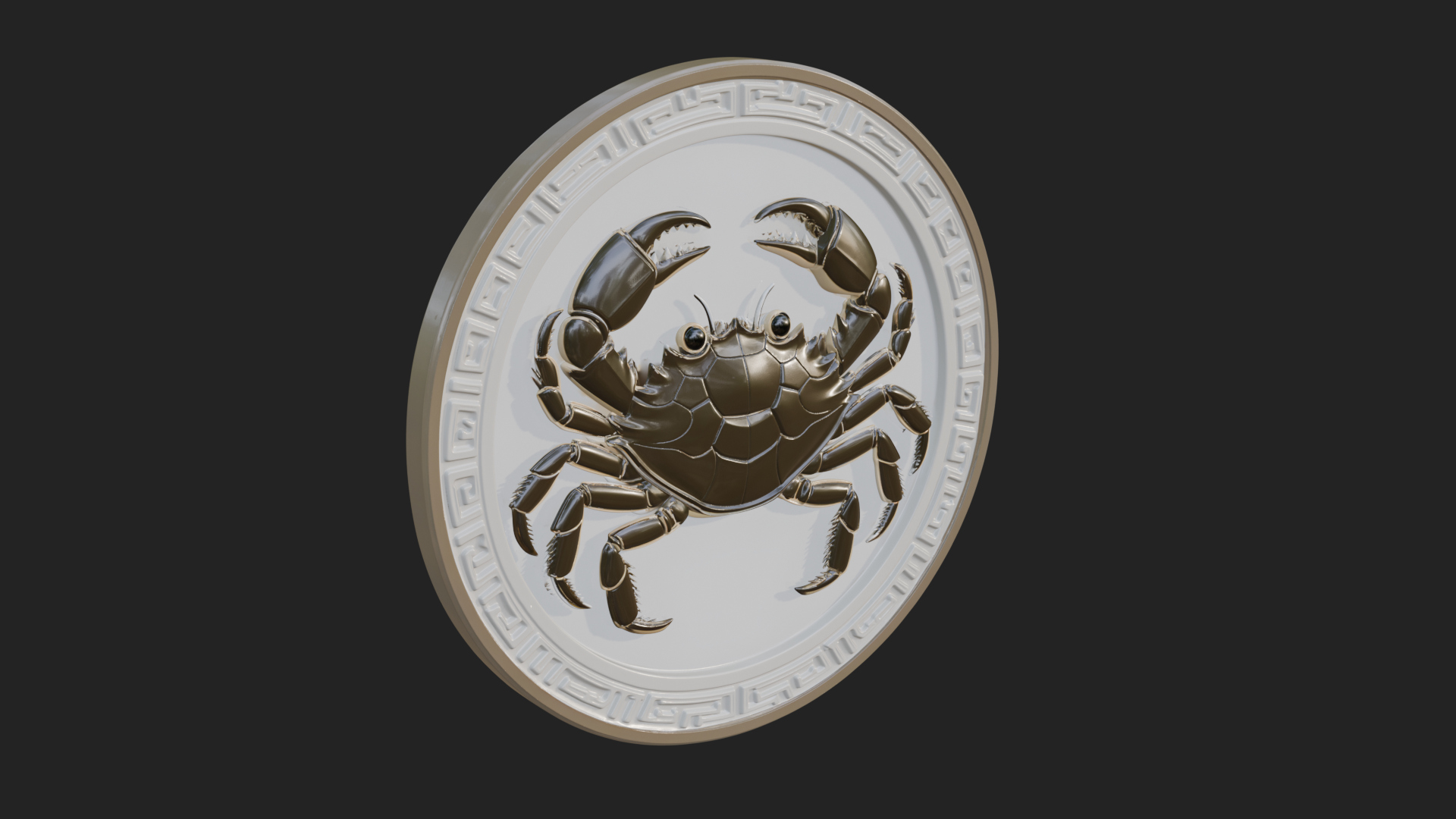 Cancer Zodiac Relief Medallion Pendant Design 8 3D Print Mod 3D Model
