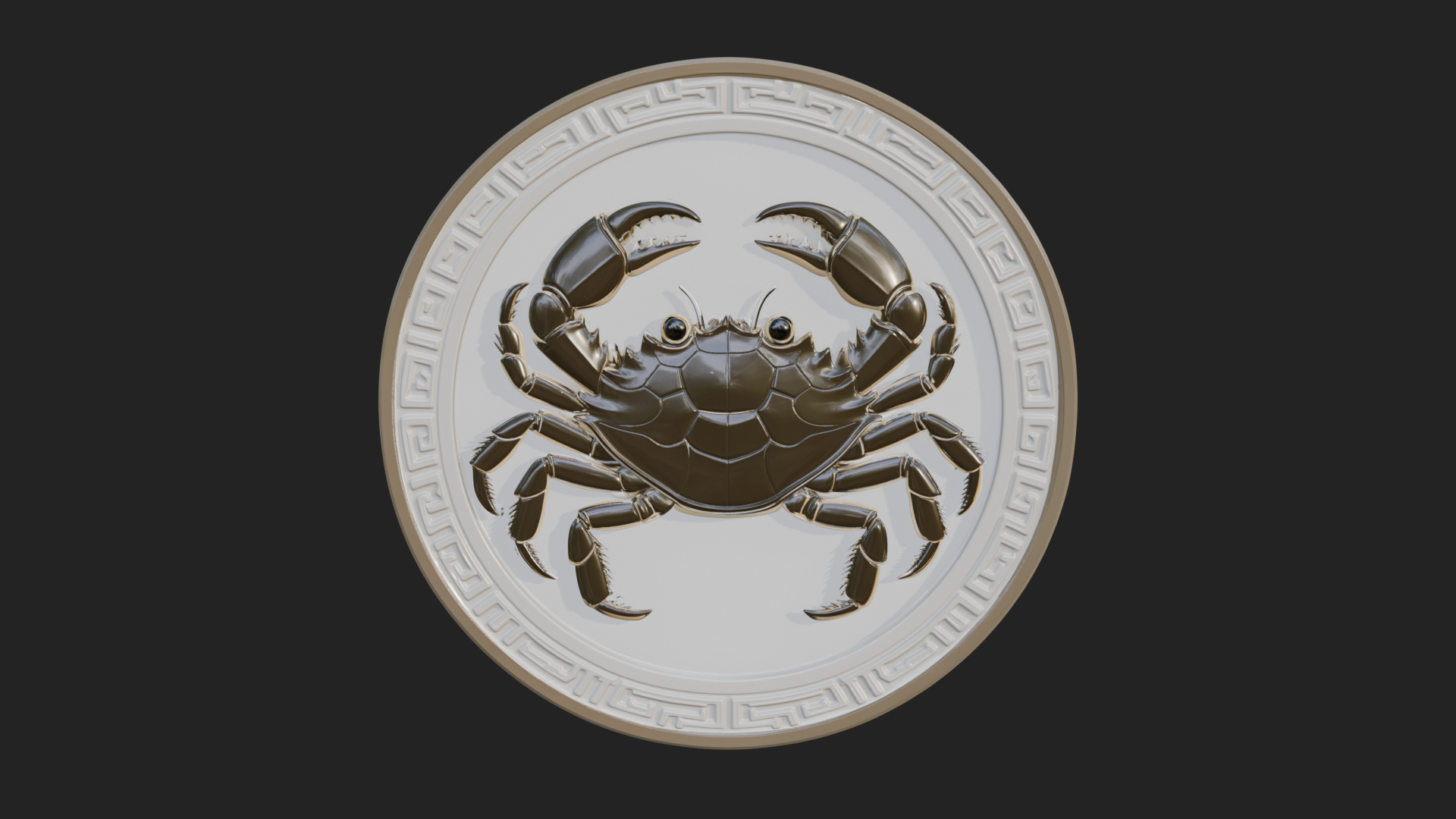 Cancer Zodiac Relief Medallion Pendant Design 8 3D Print Mod 3D Model