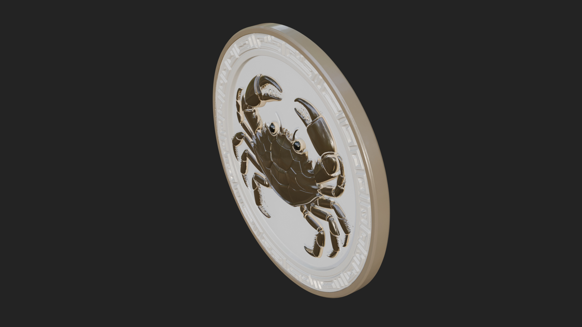 Cancer Zodiac Relief Medallion Pendant Design 8 3D Print Mod 3D Model