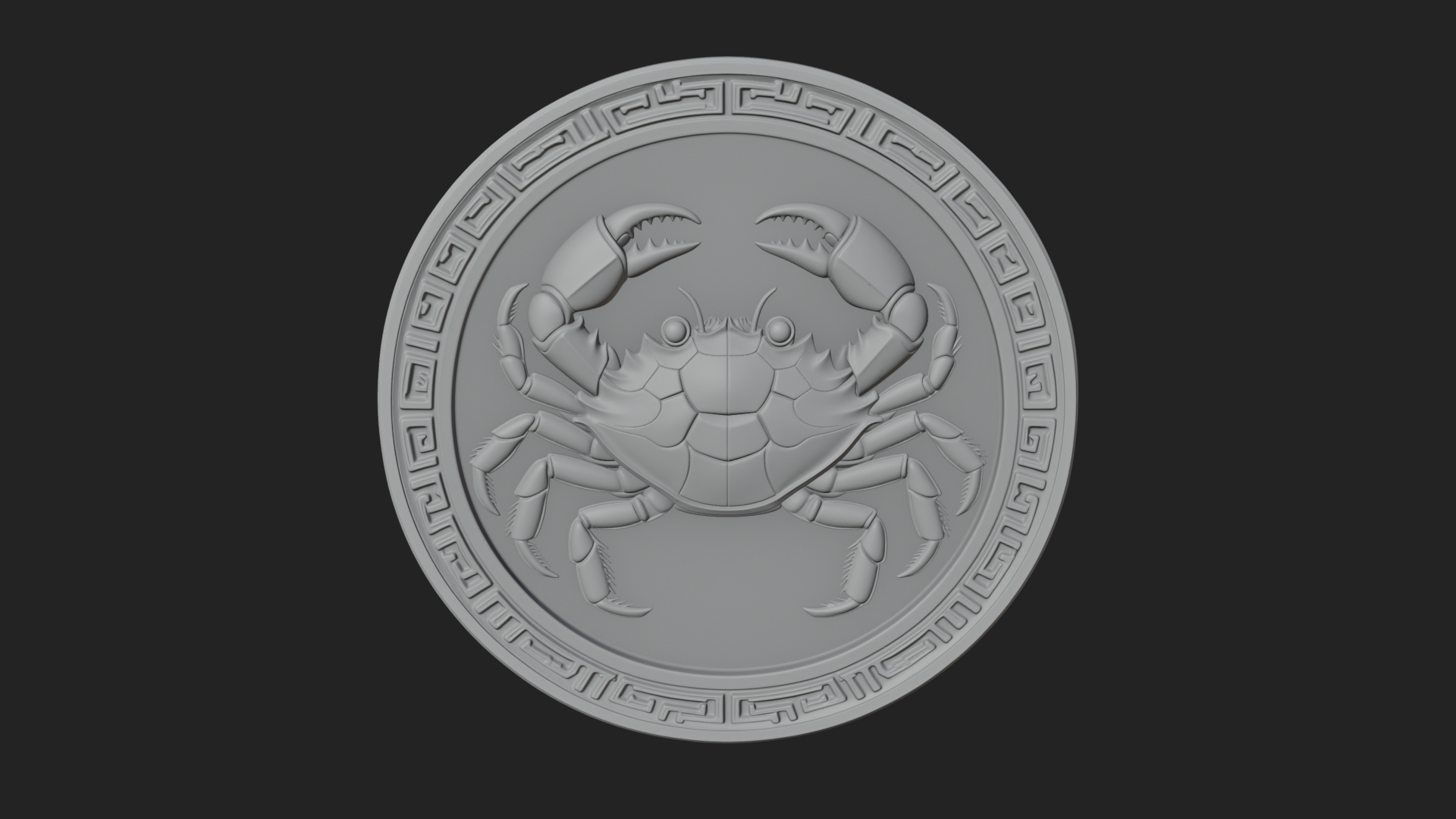 Cancer Zodiac Relief Medallion Pendant Design 8 3D Print Mod 3D Model