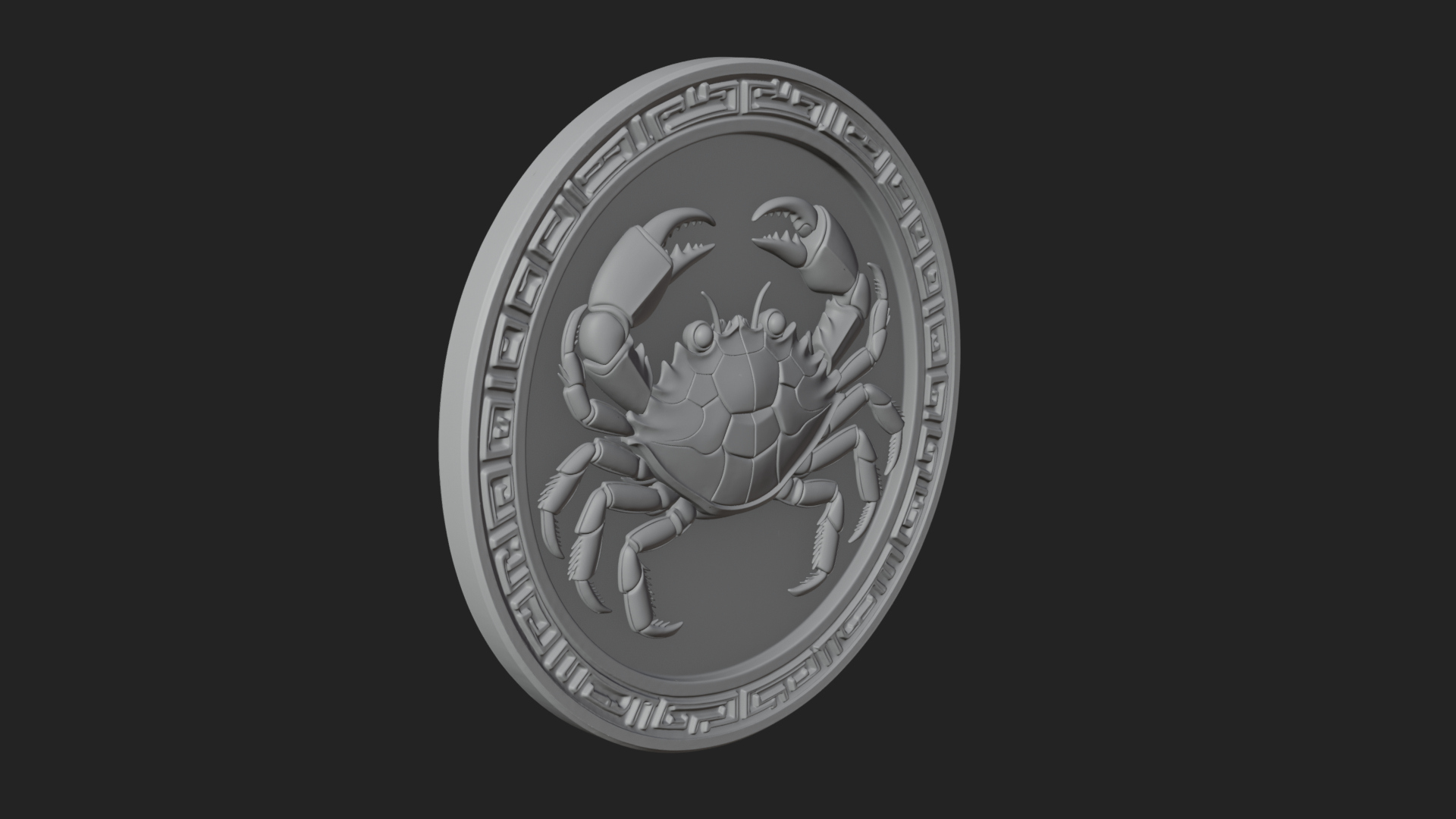 Cancer Zodiac Relief Medallion Pendant Design 8 3D Print Mod 3D Model
