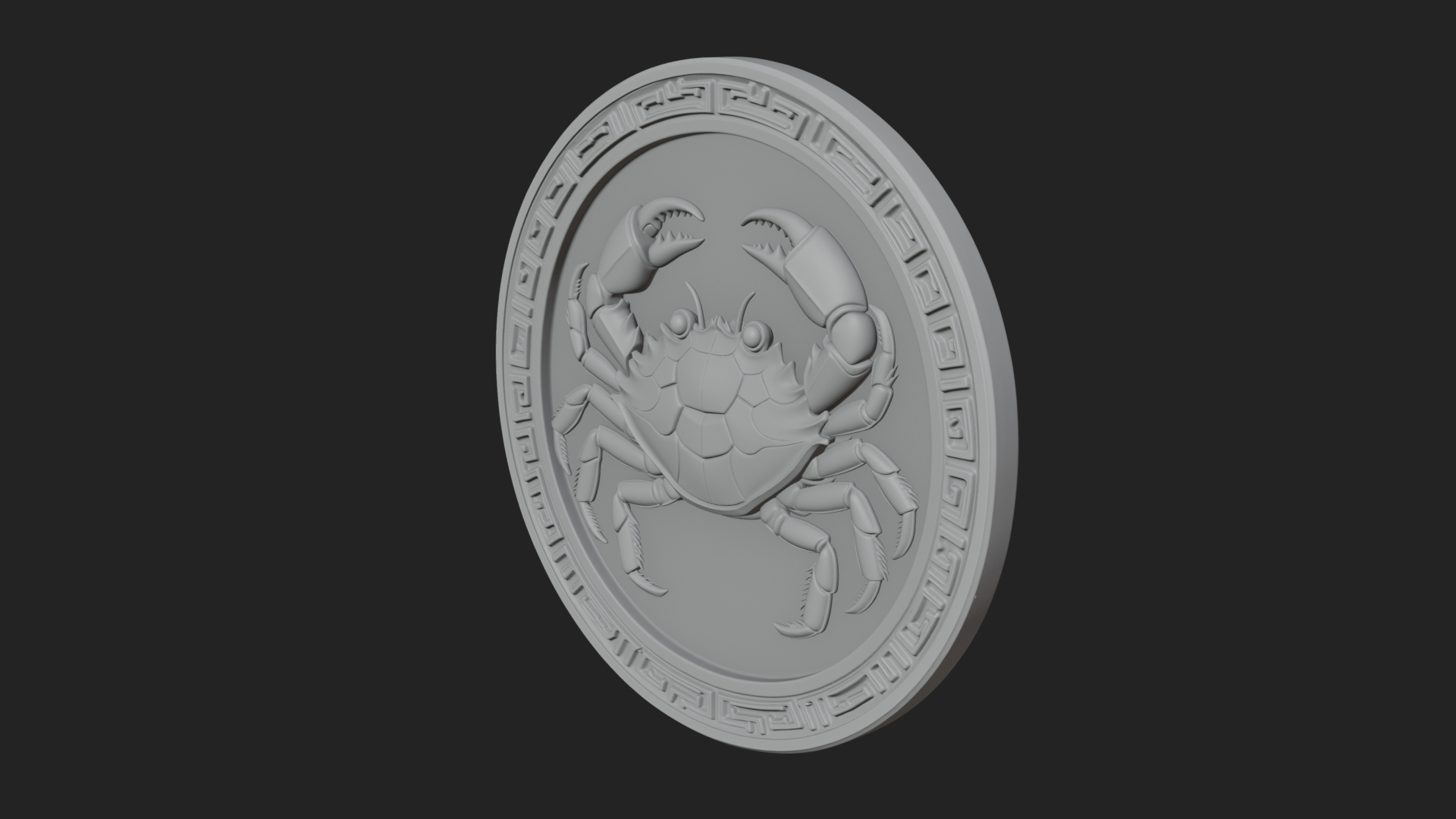 Cancer Zodiac Relief Medallion Pendant Design 8 3D Print Mod 3D Model
