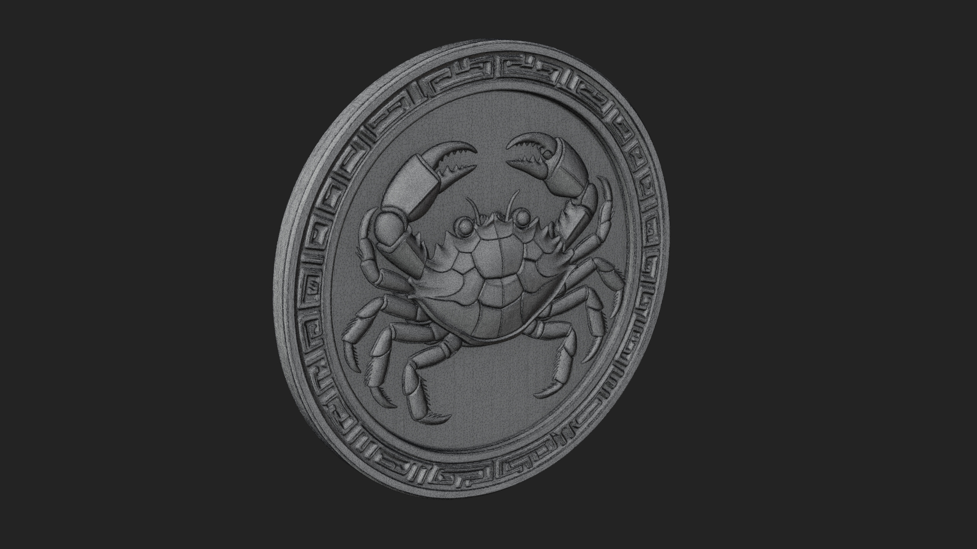 Cancer Zodiac Relief Medallion Pendant Design 8 3D Print Mod 3D Model