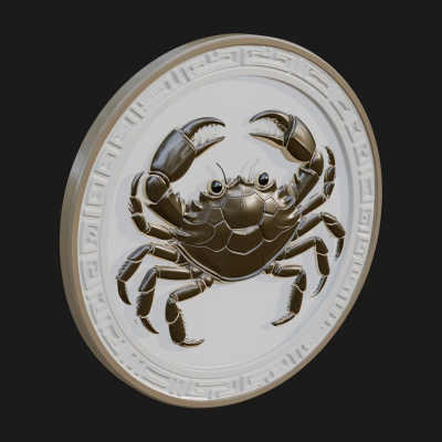Cancer Zodiac Relief Medallion Pendant Design 8 3D Print Mod