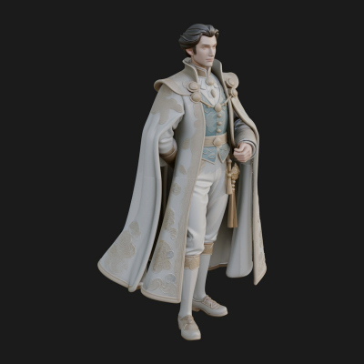 Caped Nobleman Statue Design 1 3D Print Model