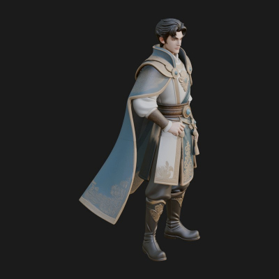 Caped Nobleman Statue Design 2 3D Print Model