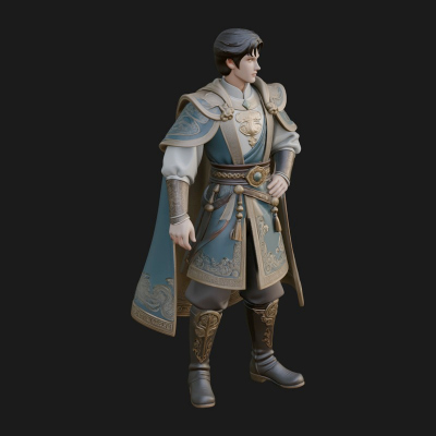 Caped Nobleman Statue Design 3 3D Print Model
