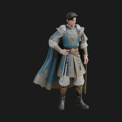 Caped Nobleman Statue Design 4 3D Print Model