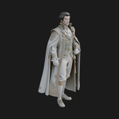Caped Nobleman Statue Design 5 3D Print Model