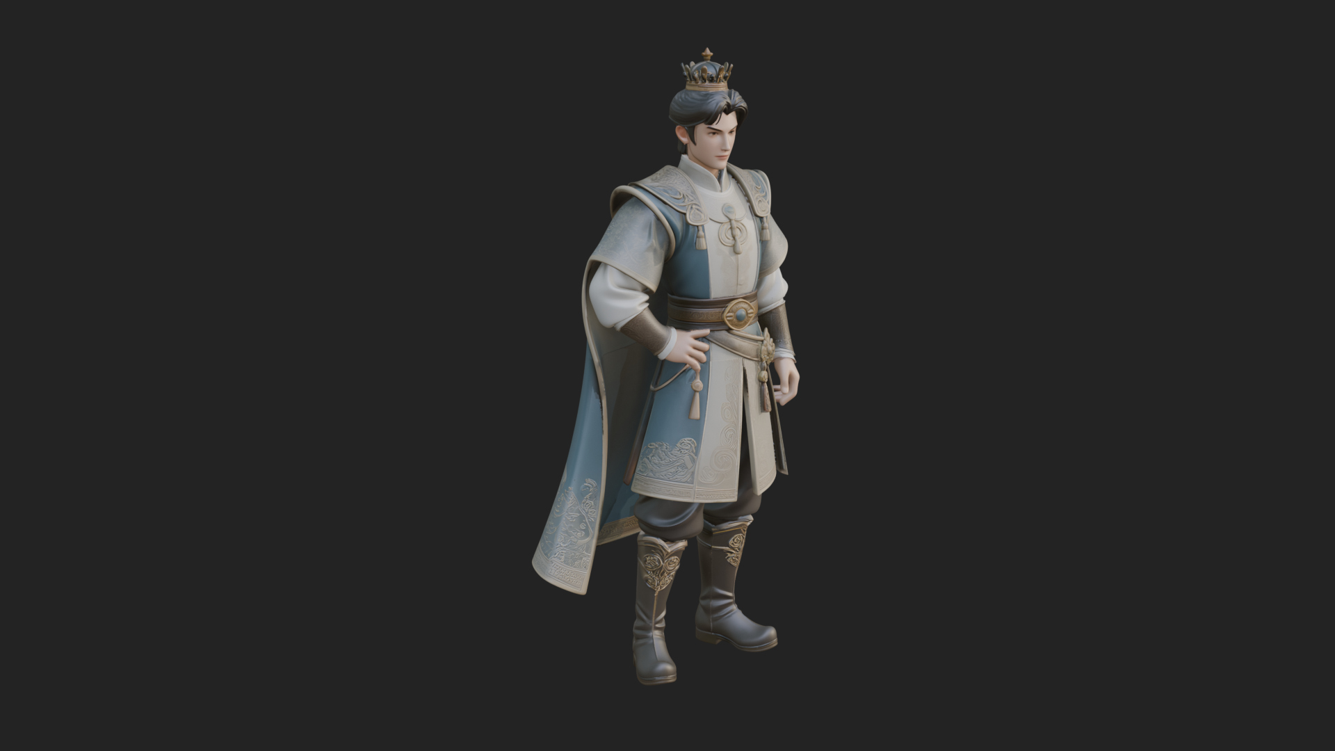 Caped Nobleman Statue Design 6 3D Print Model 3D Model