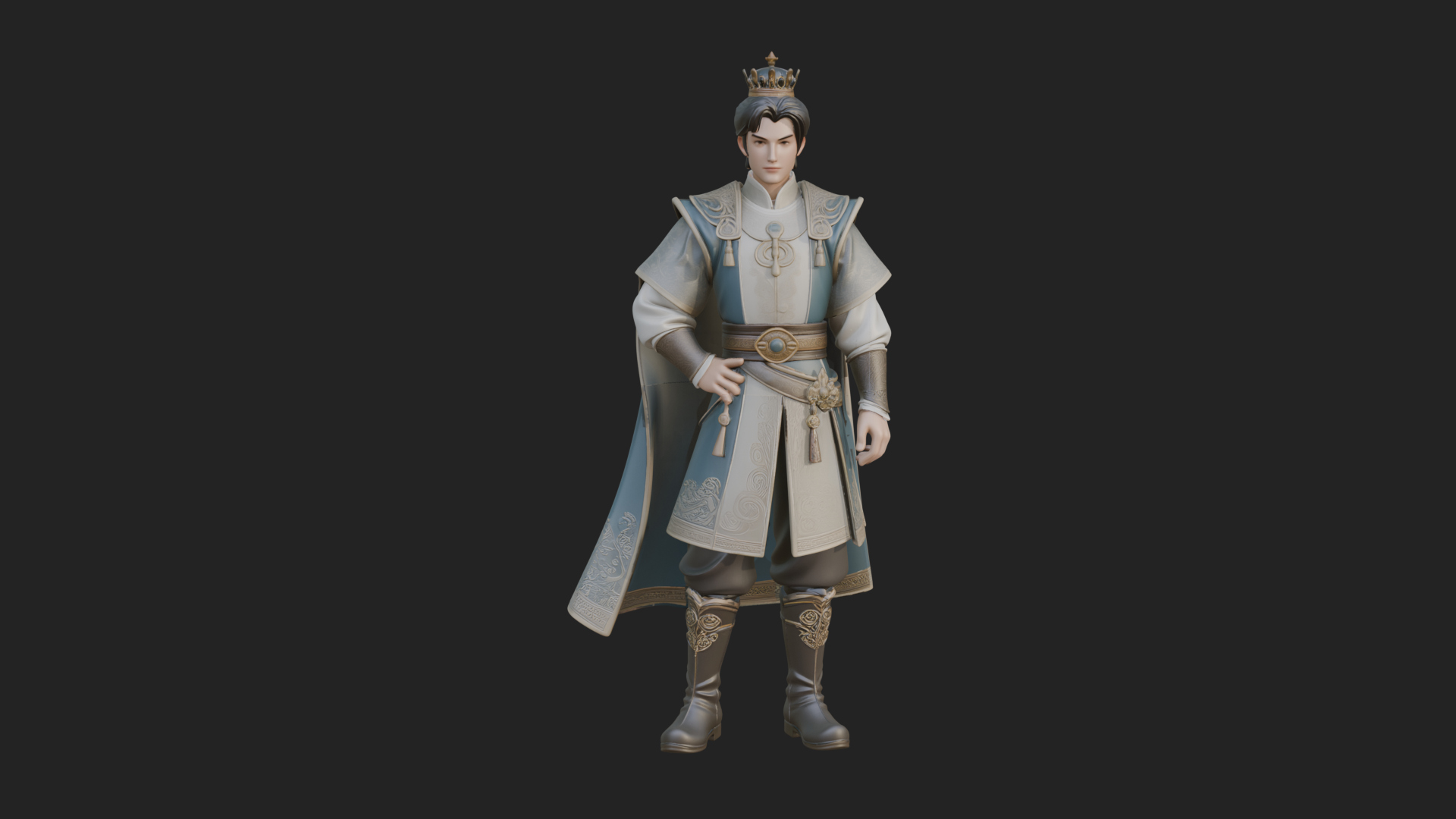 Caped Nobleman Statue Design 6 3D Print Model 3D Model