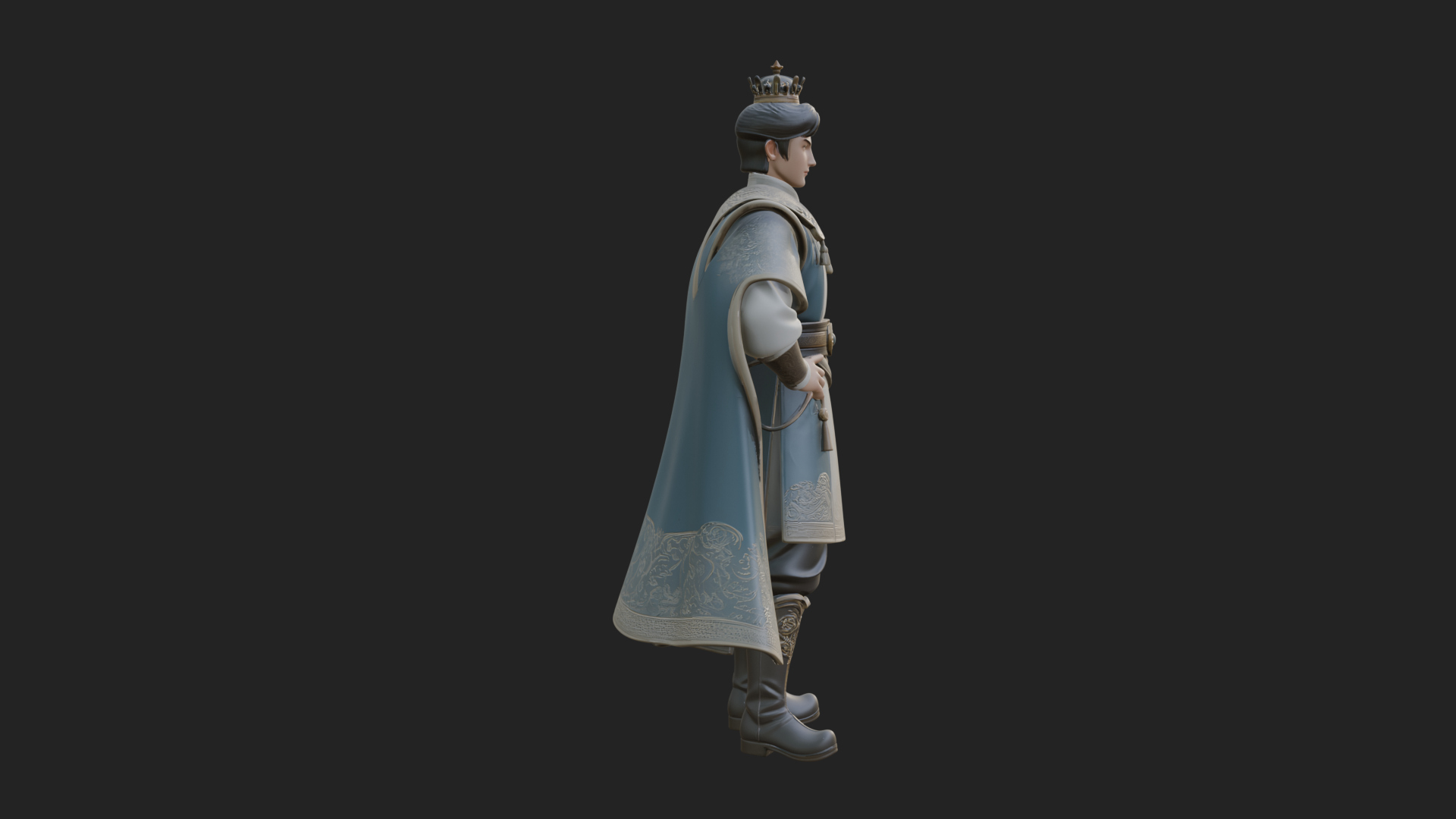 Caped Nobleman Statue Design 6 3D Print Model 3D Model