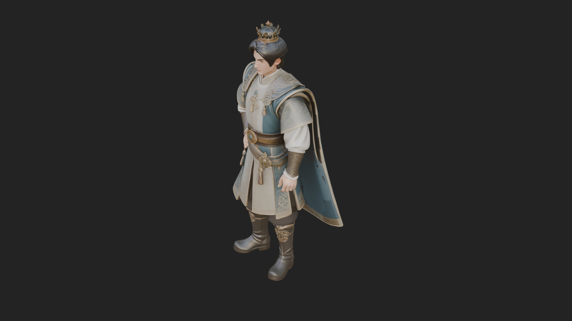 Caped Nobleman Statue Design 6 3D Print Model 3D Model