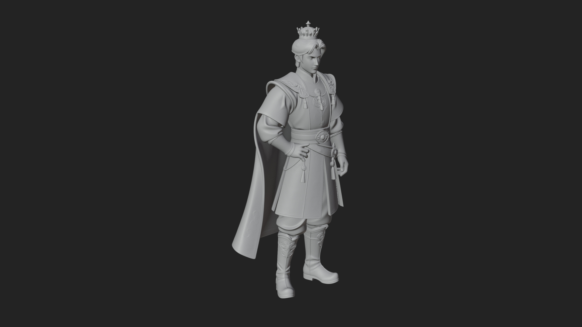 Caped Nobleman Statue Design 6 3D Print Model 3D Model