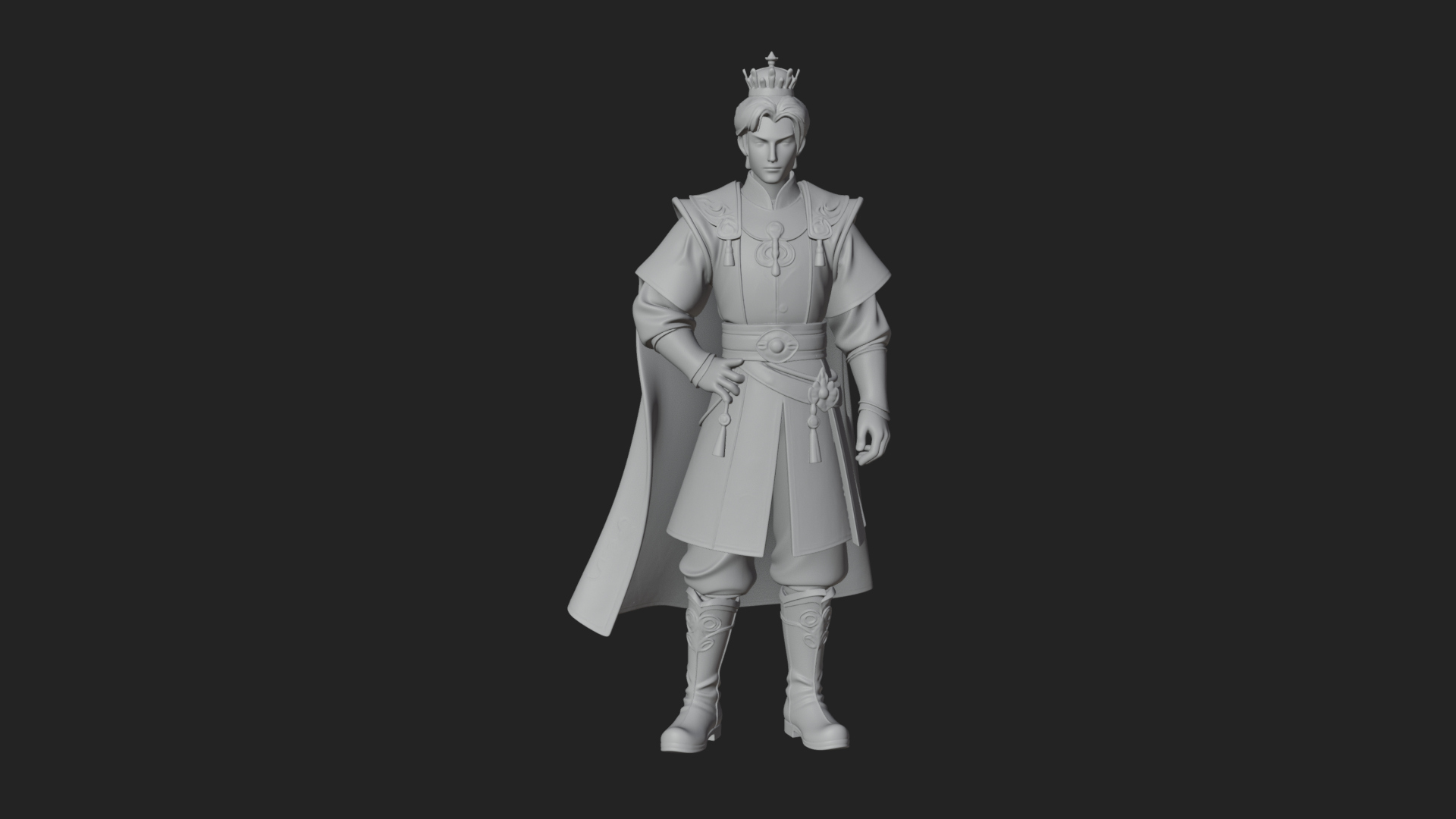 Caped Nobleman Statue Design 6 3D Print Model 3D Model