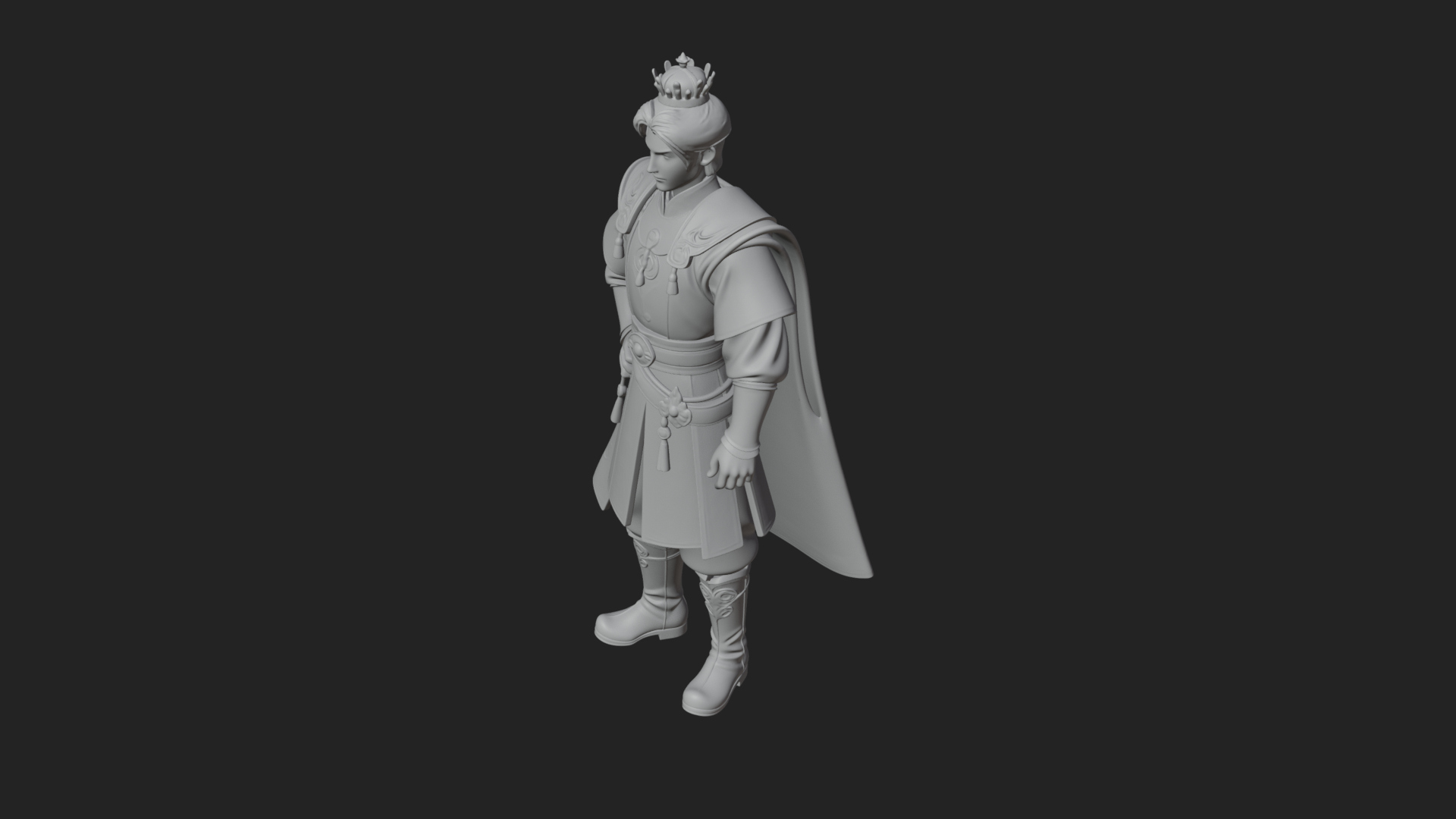 Caped Nobleman Statue Design 6 3D Print Model 3D Model