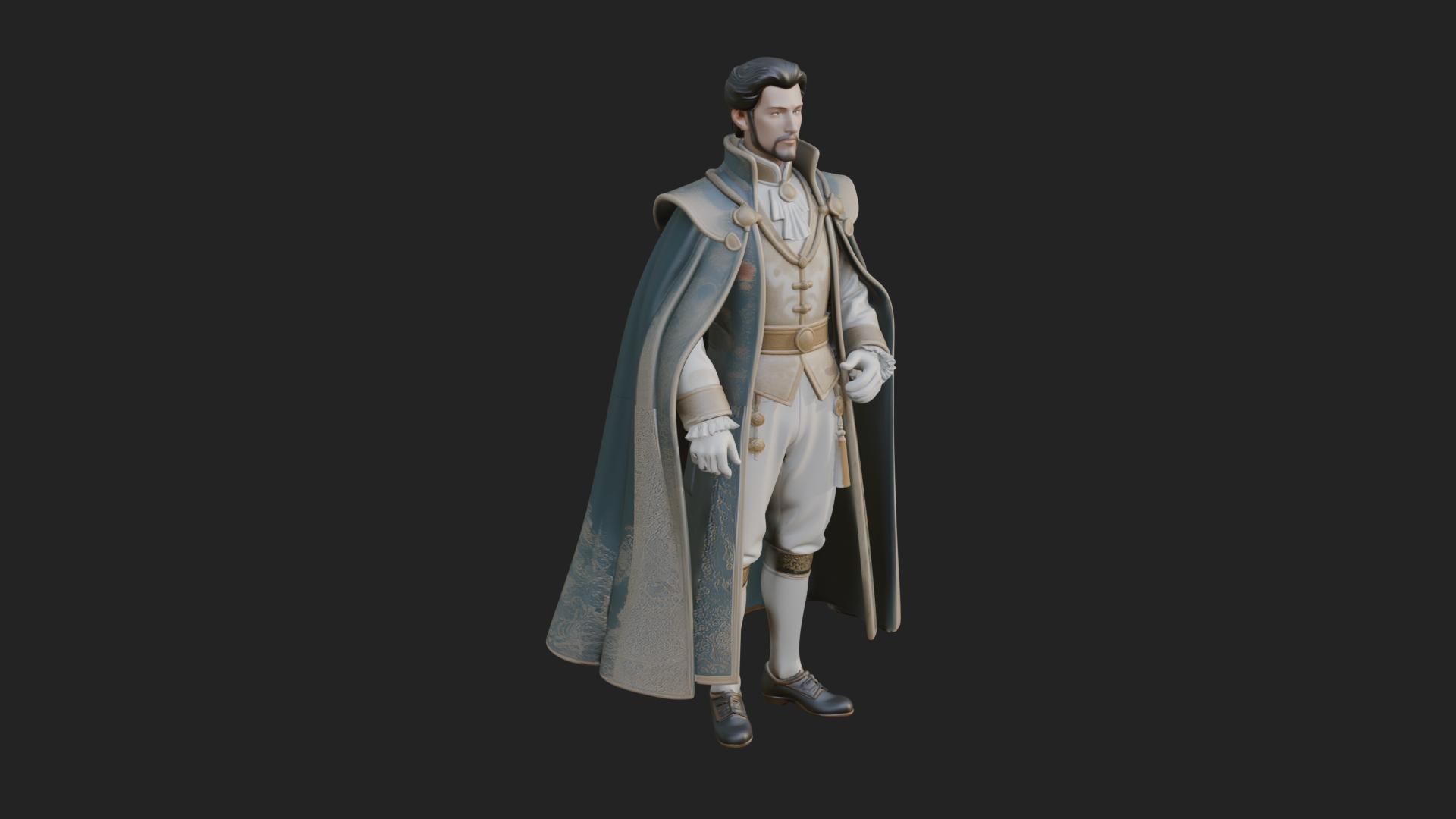 Caped Nobleman Statue Design 7 3D Print Model 3D Model