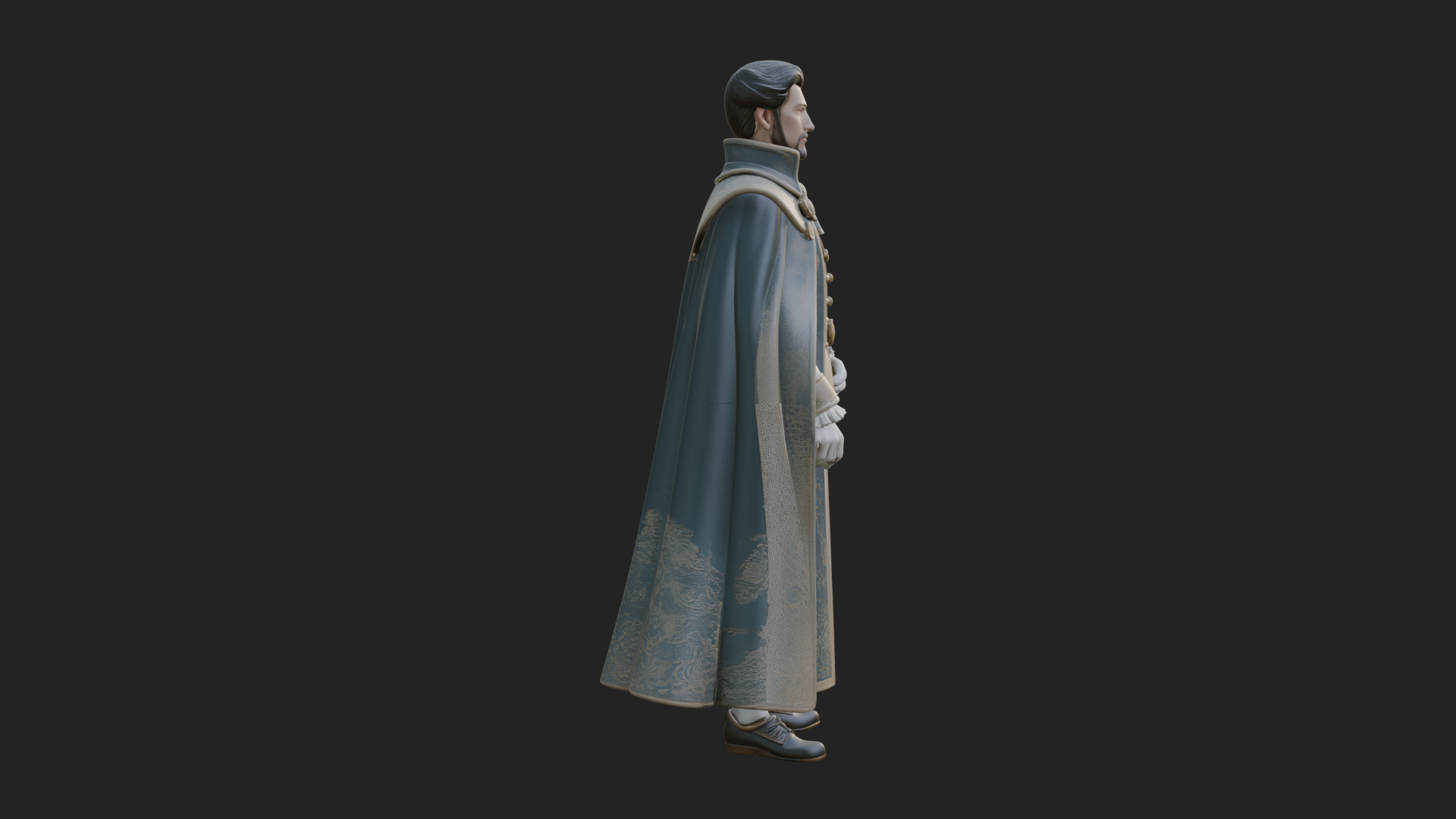 Caped Nobleman Statue Design 7 3D Print Model 3D Model