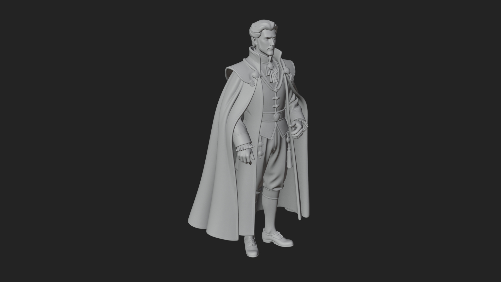Caped Nobleman Statue Design 7 3D Print Model 3D Model