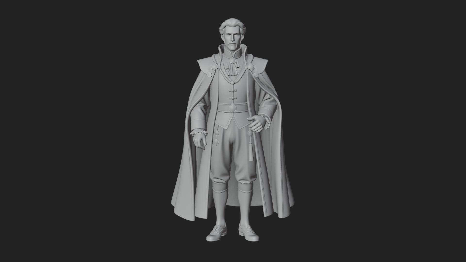 Caped Nobleman Statue Design 7 3D Print Model 3D Model