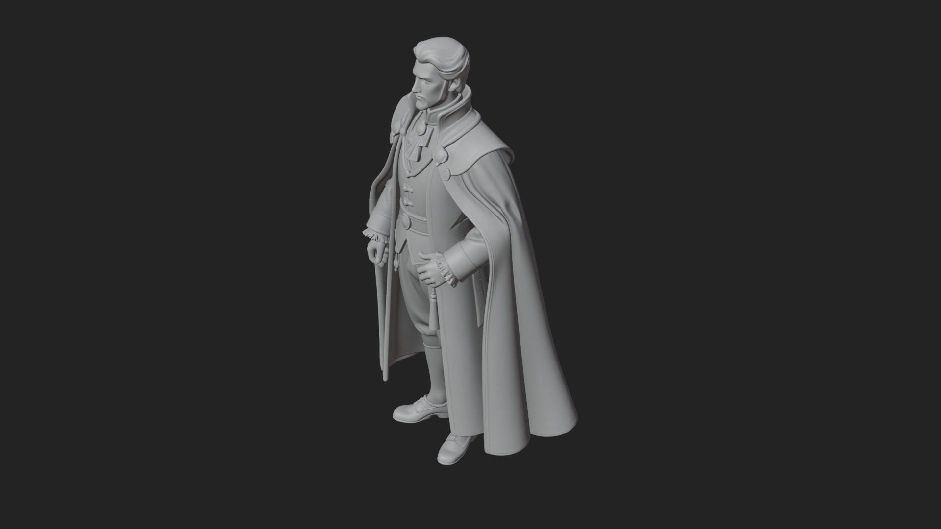 Caped Nobleman Statue Design 7 3D Print Model 3D Model