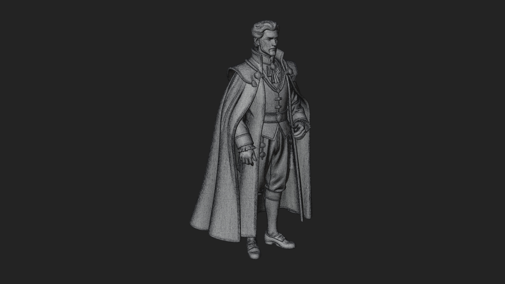 Caped Nobleman Statue Design 7 3D Print Model 3D Model