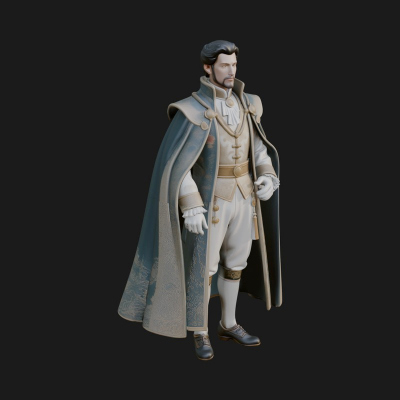 Caped Nobleman Statue Design 7 3D Print Model