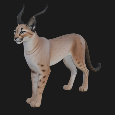 Caracal Cat Statue Design 1 3D Print Model