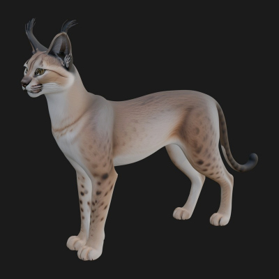 Caracal Cat Statue Design 2 3D Print Model