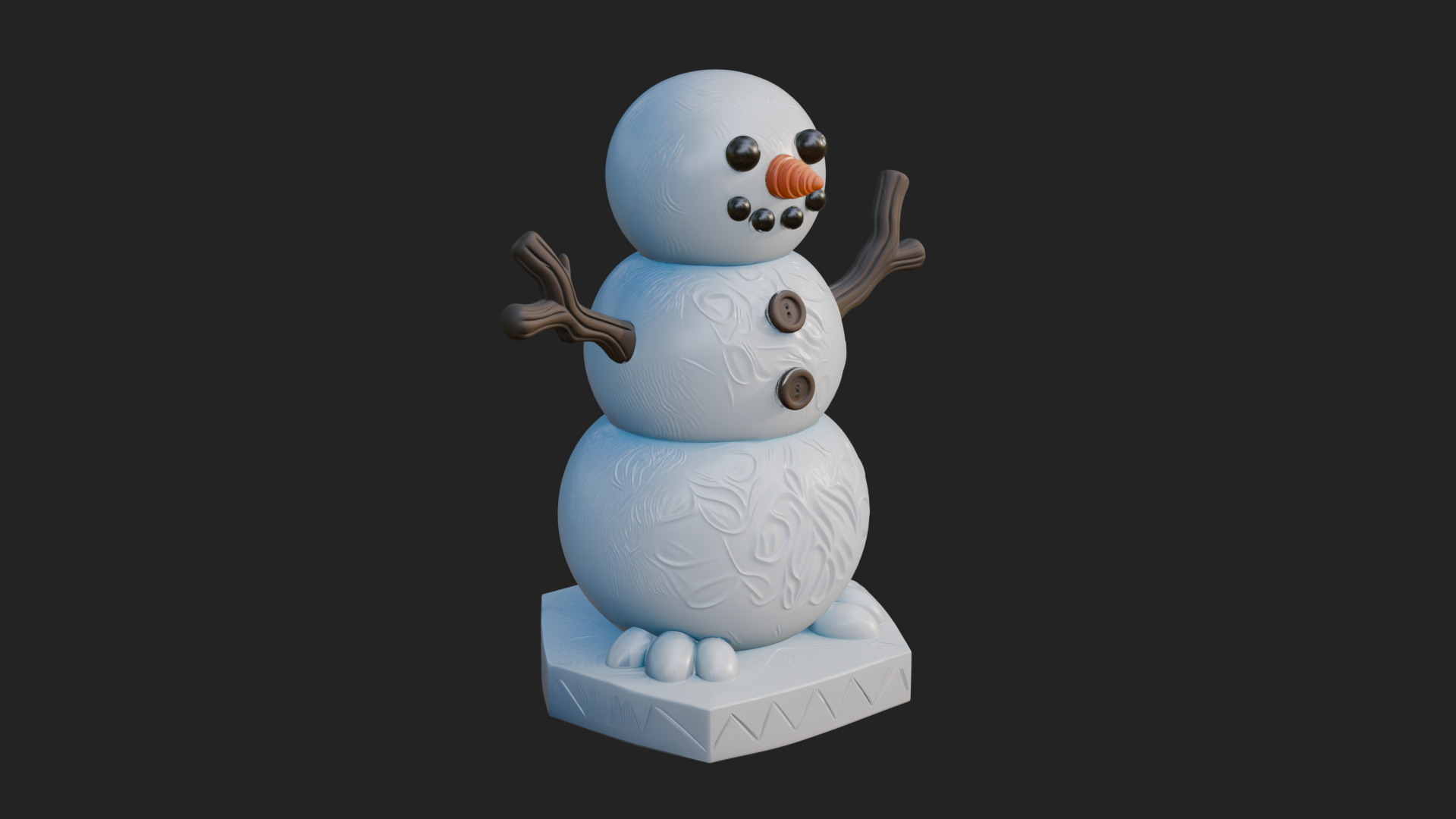 Carrot Nose Snowman Statue Design 1 3D Print Model 3D Model