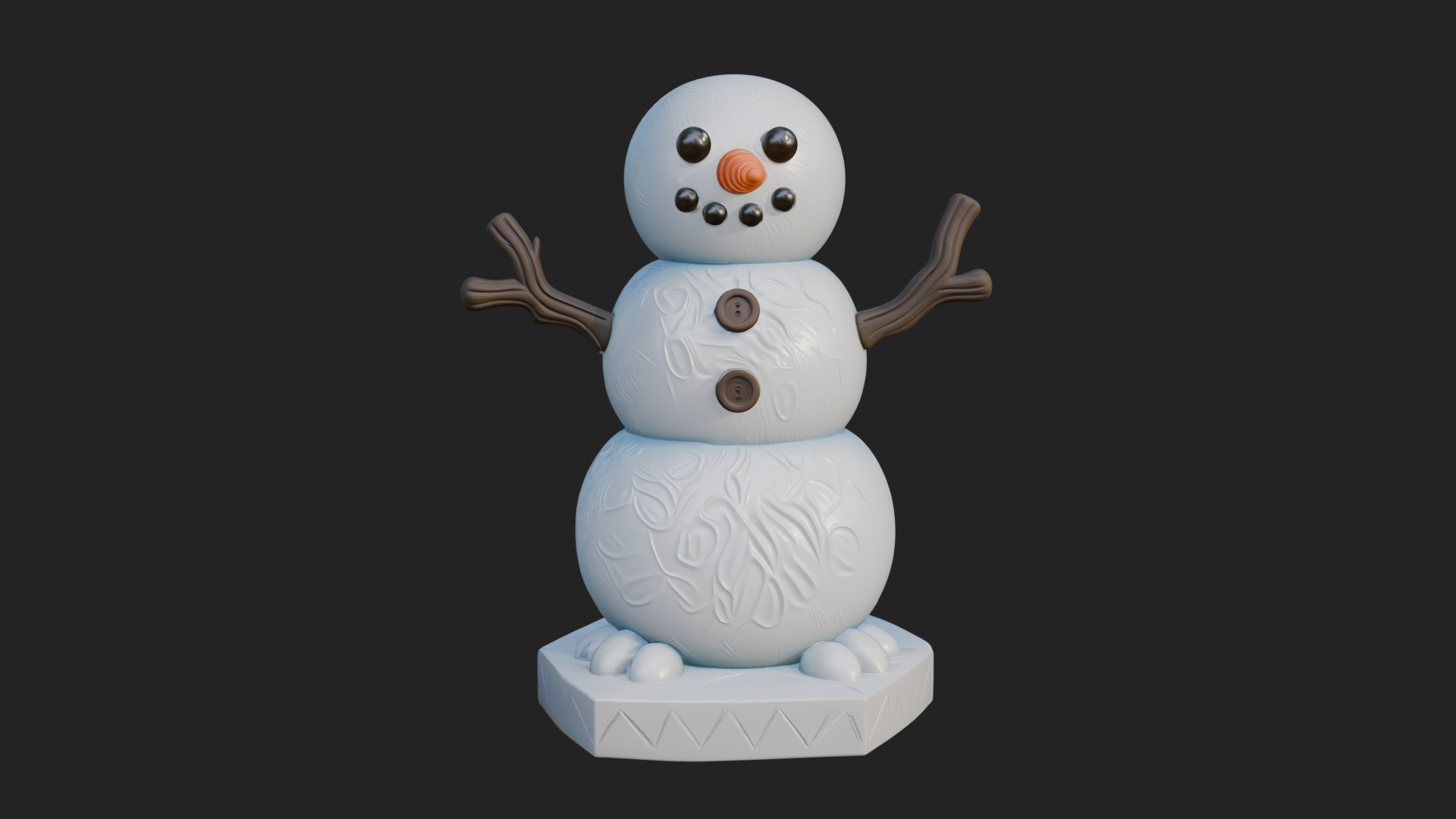 Carrot Nose Snowman Statue Design 1 3D Print Model 3D Model