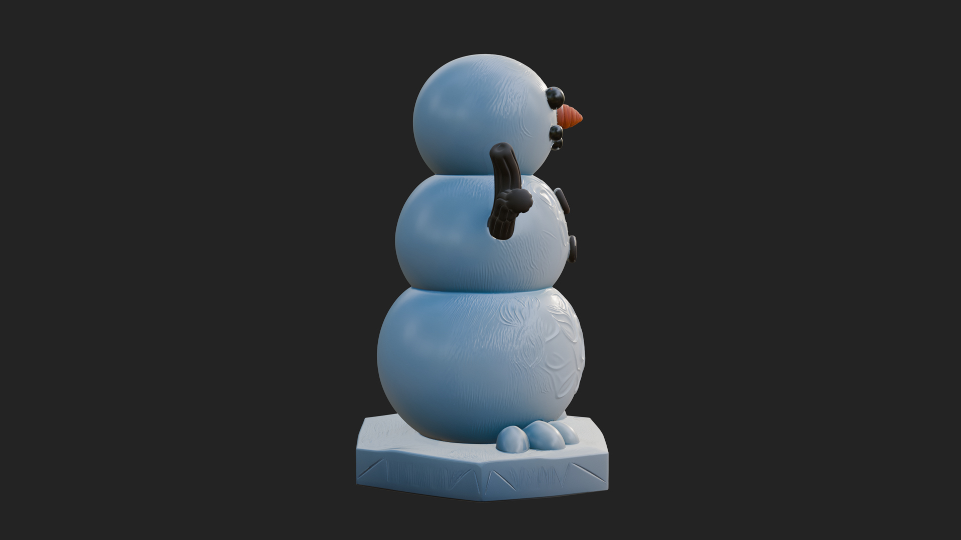 Carrot Nose Snowman Statue Design 1 3D Print Model 3D Model