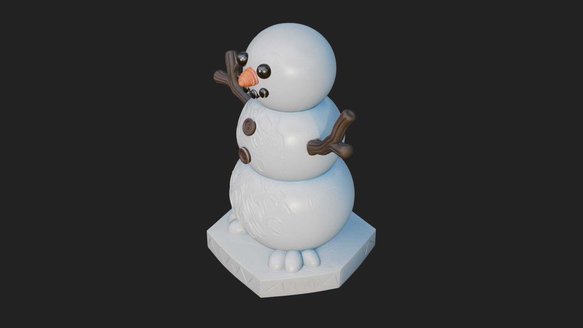 Carrot Nose Snowman Statue Design 1 3D Print Model 3D Model