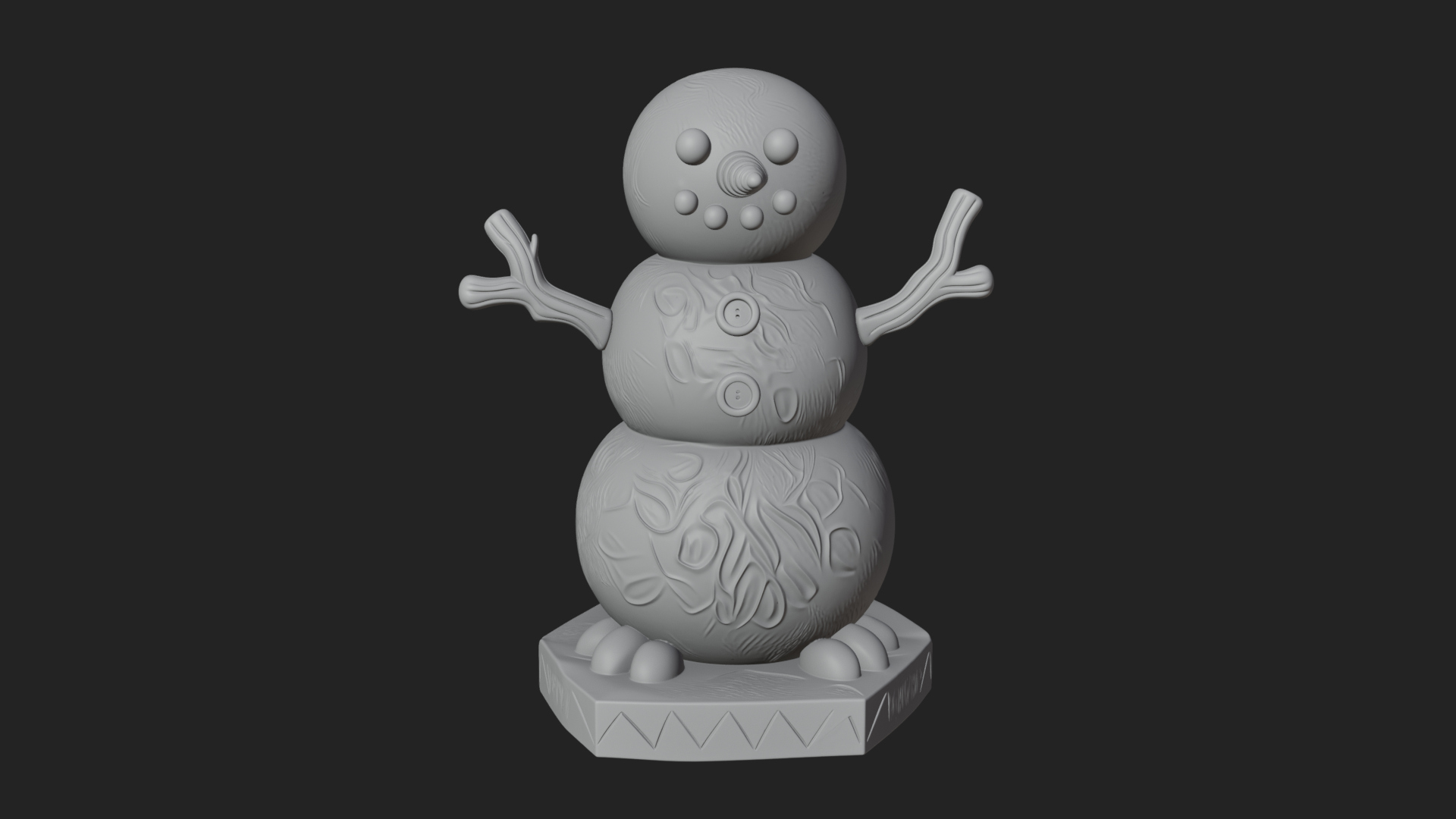 Carrot Nose Snowman Statue Design 1 3D Print Model 3D Model