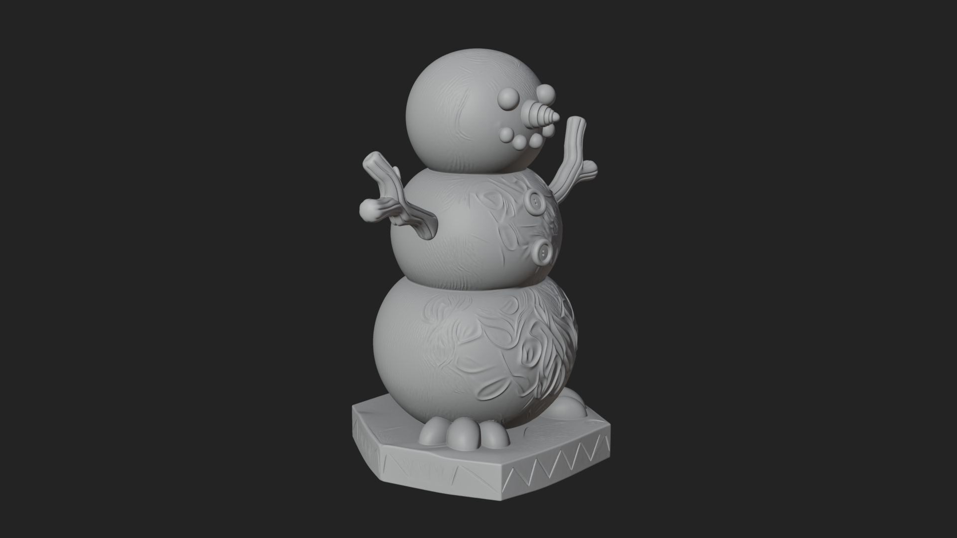 Carrot Nose Snowman Statue Design 1 3D Print Model 3D Model