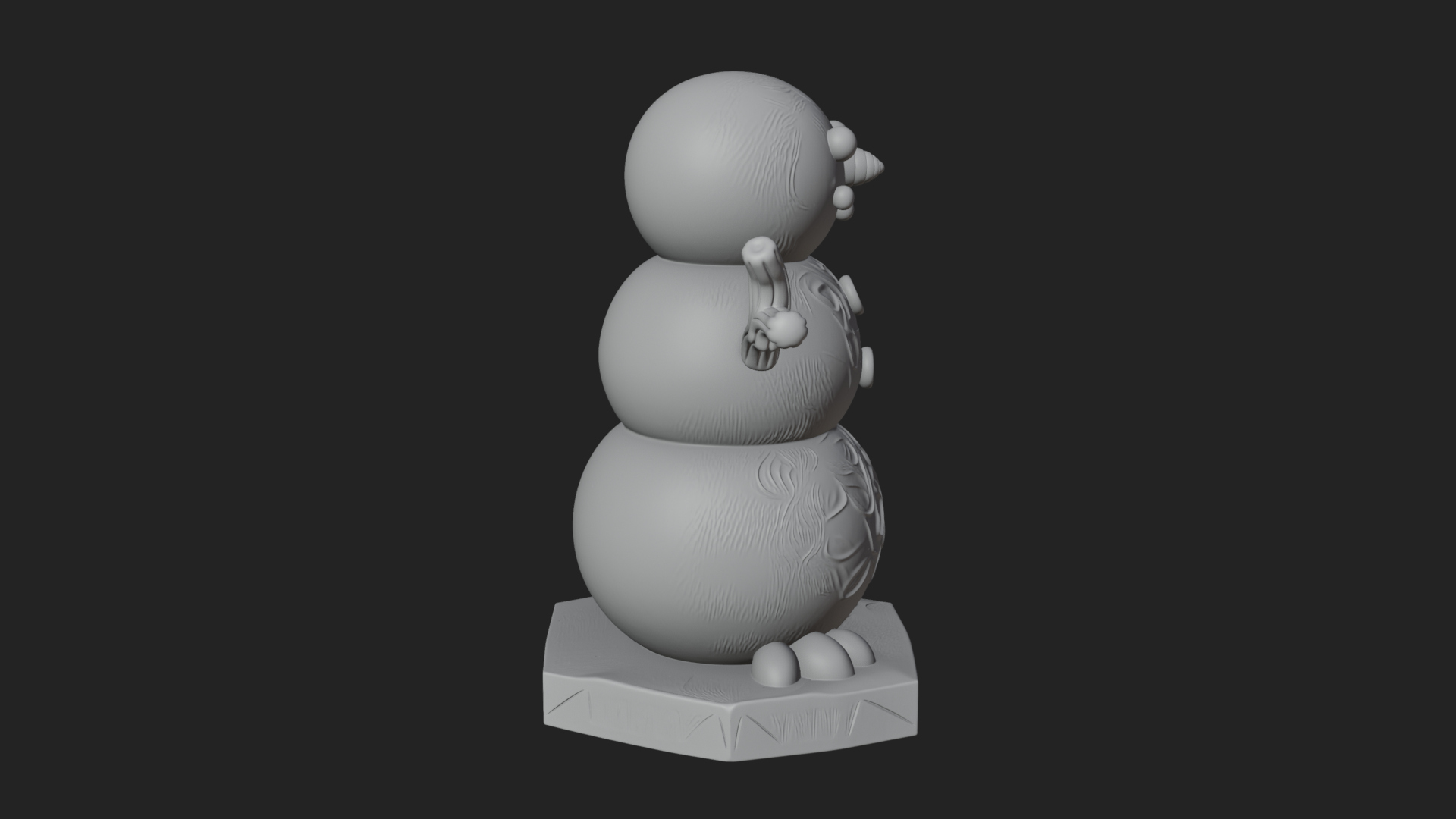 Carrot Nose Snowman Statue Design 1 3D Print Model 3D Model