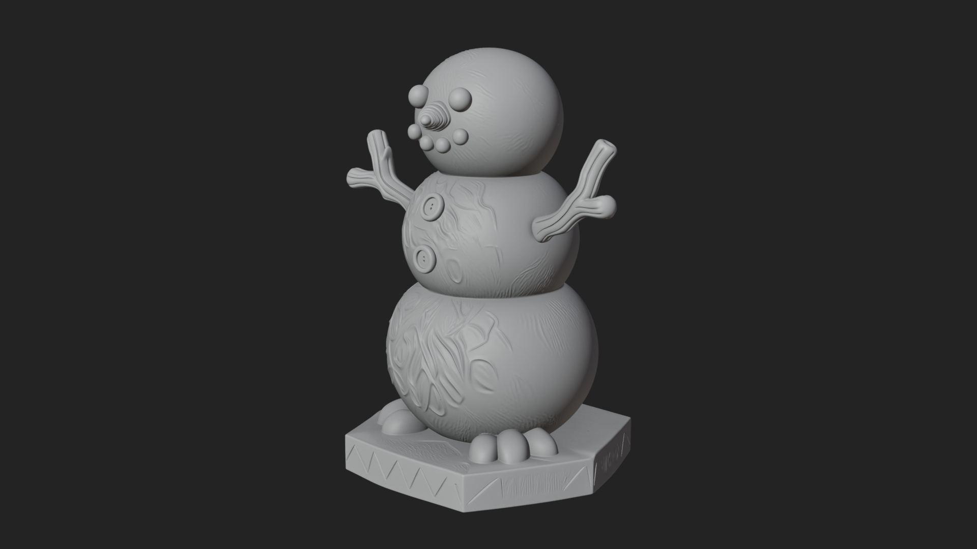 Carrot Nose Snowman Statue Design 1 3D Print Model 3D Model