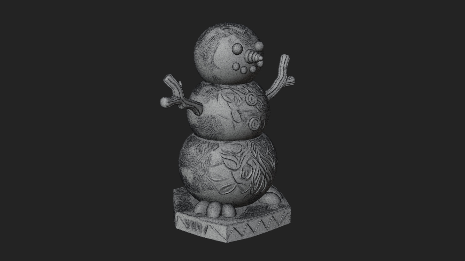 Carrot Nose Snowman Statue Design 1 3D Print Model 3D Model