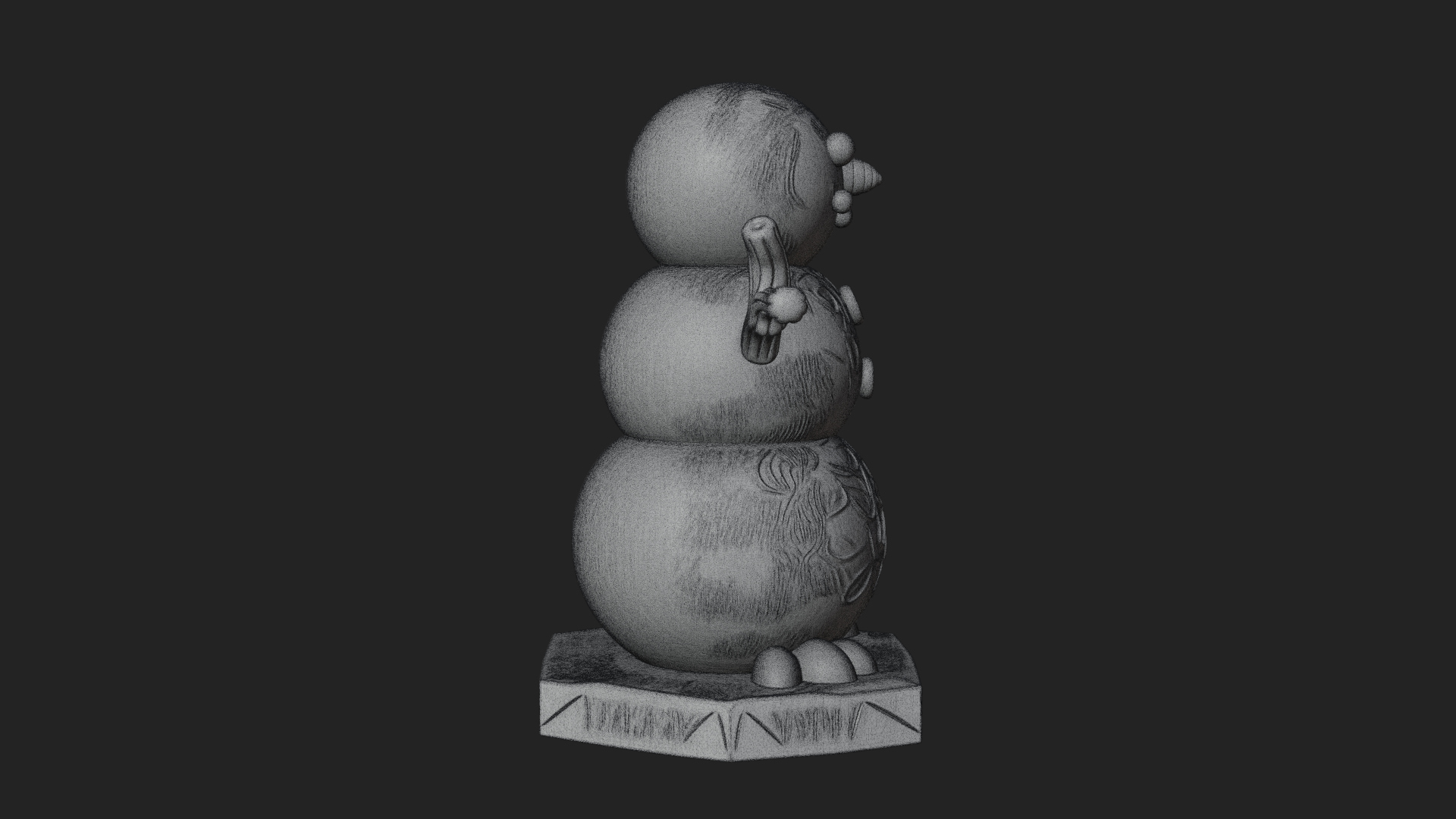 Carrot Nose Snowman Statue Design 1 3D Print Model 3D Model