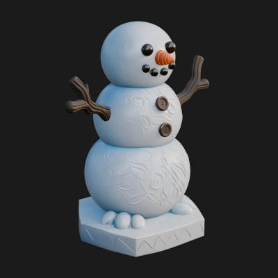 Carrot Nose Snowman Statue Design 1 3D Print Model