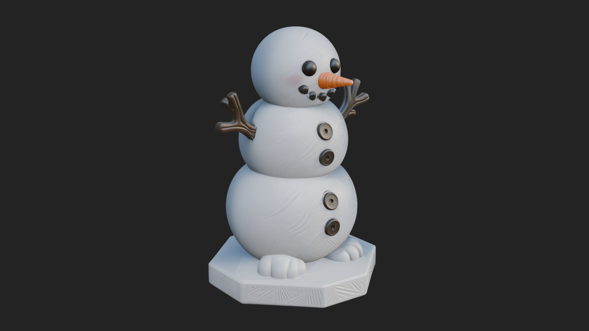 Carrot Nose Snowman Statue Design 2 3D Print Model 3D Model