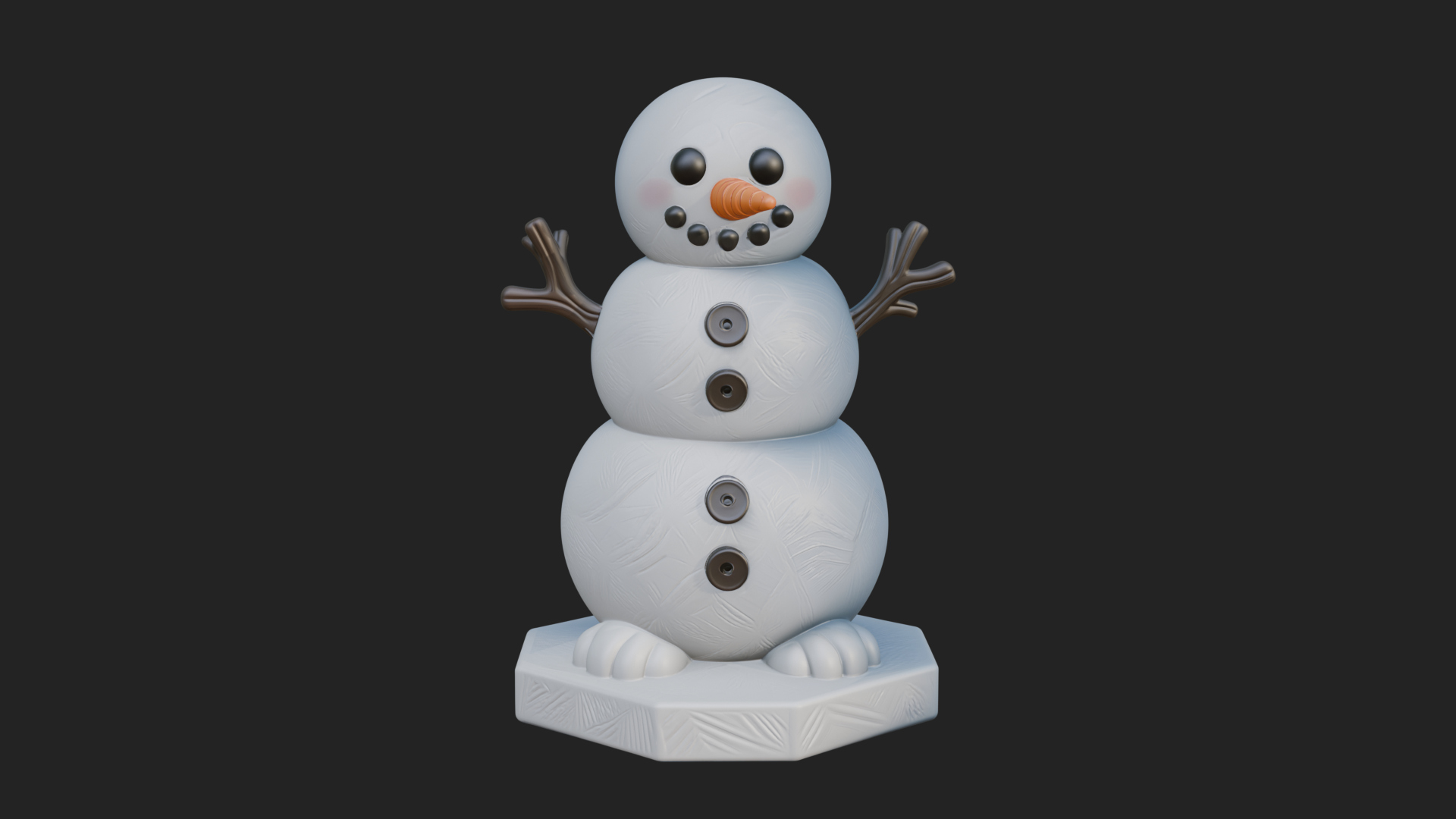 Carrot Nose Snowman Statue Design 2 3D Print Model 3D Model