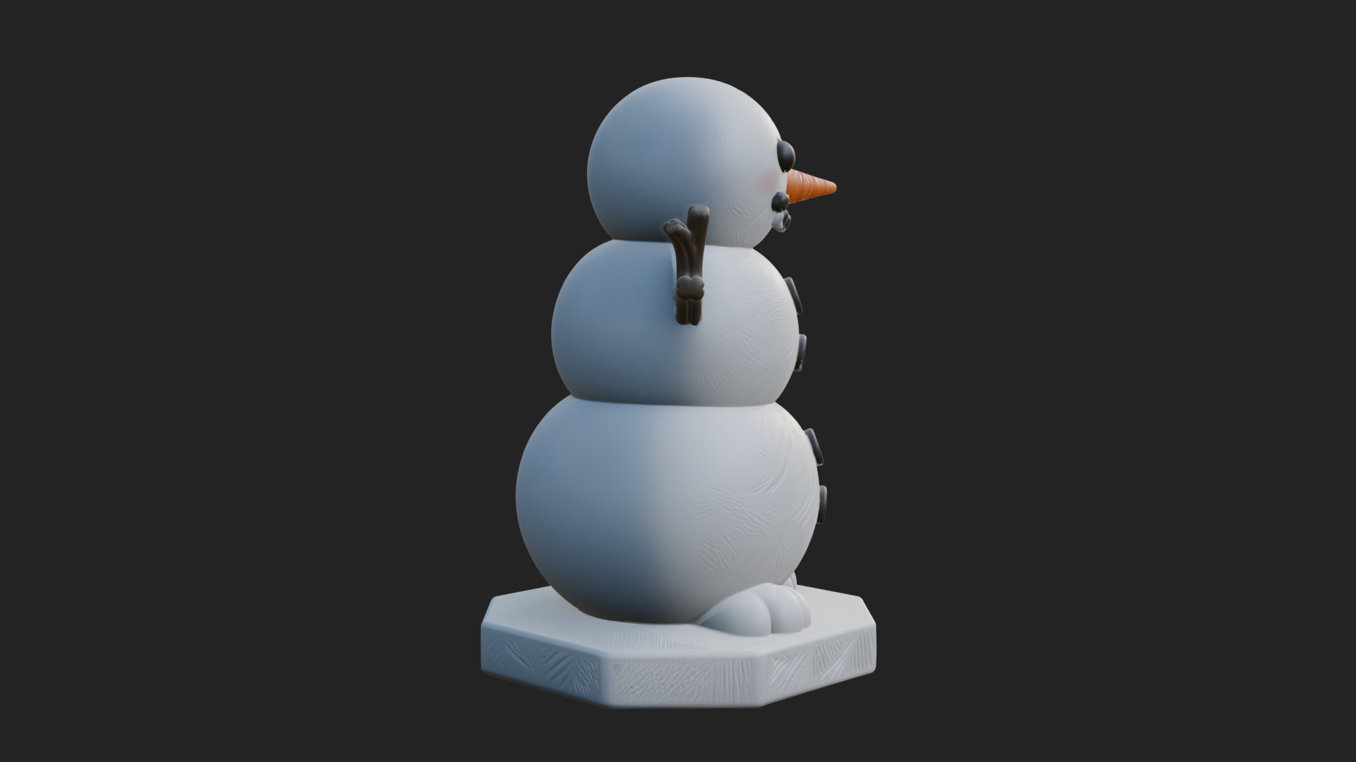 Carrot Nose Snowman Statue Design 2 3D Print Model 3D Model